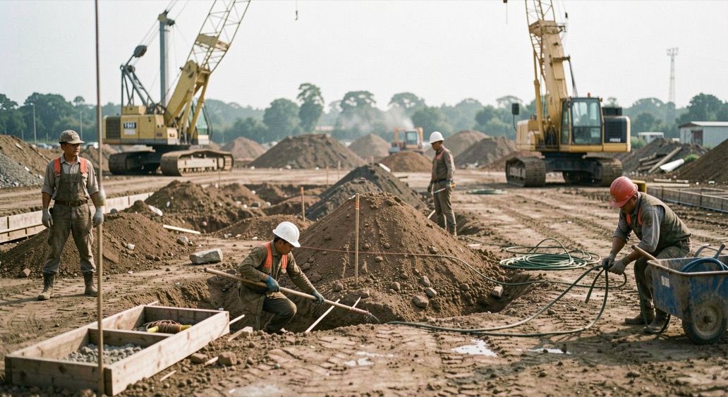 Detail lapangan proyek pilihan dalam suasana urutan gambar